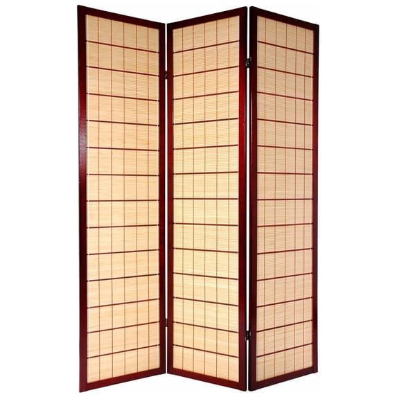 Oriental Furniture 6 Ft Tall Kimura Shoji Screen, rosewood, 3 panel