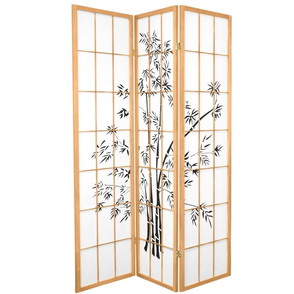 Oriental Furniture 6 Ft Tall Lucky Bamboo Room Divider, 3 panel, natural color, traditional