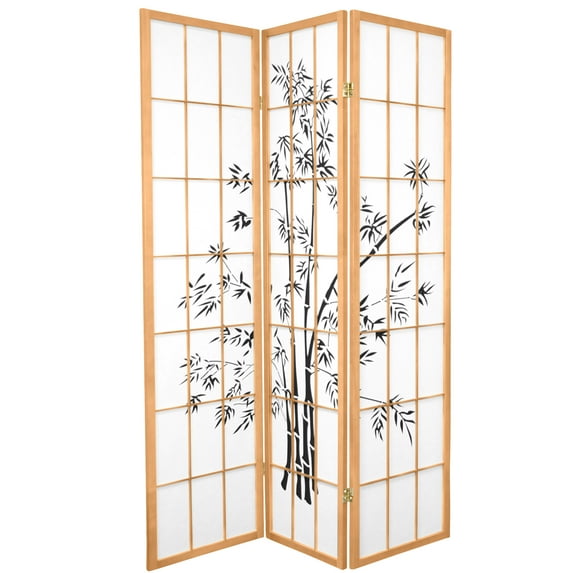 Oriental Furniture 6 Ft Tall Lucky Bamboo Room Divider, 3 panel, natural color, traditional
