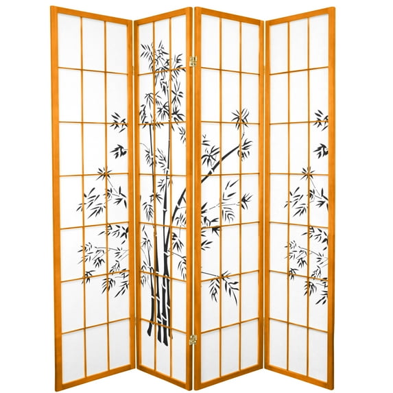 Oriental Furniture 6 Ft Tall Lucky Bamboo Room Divider, honey, 4 panel