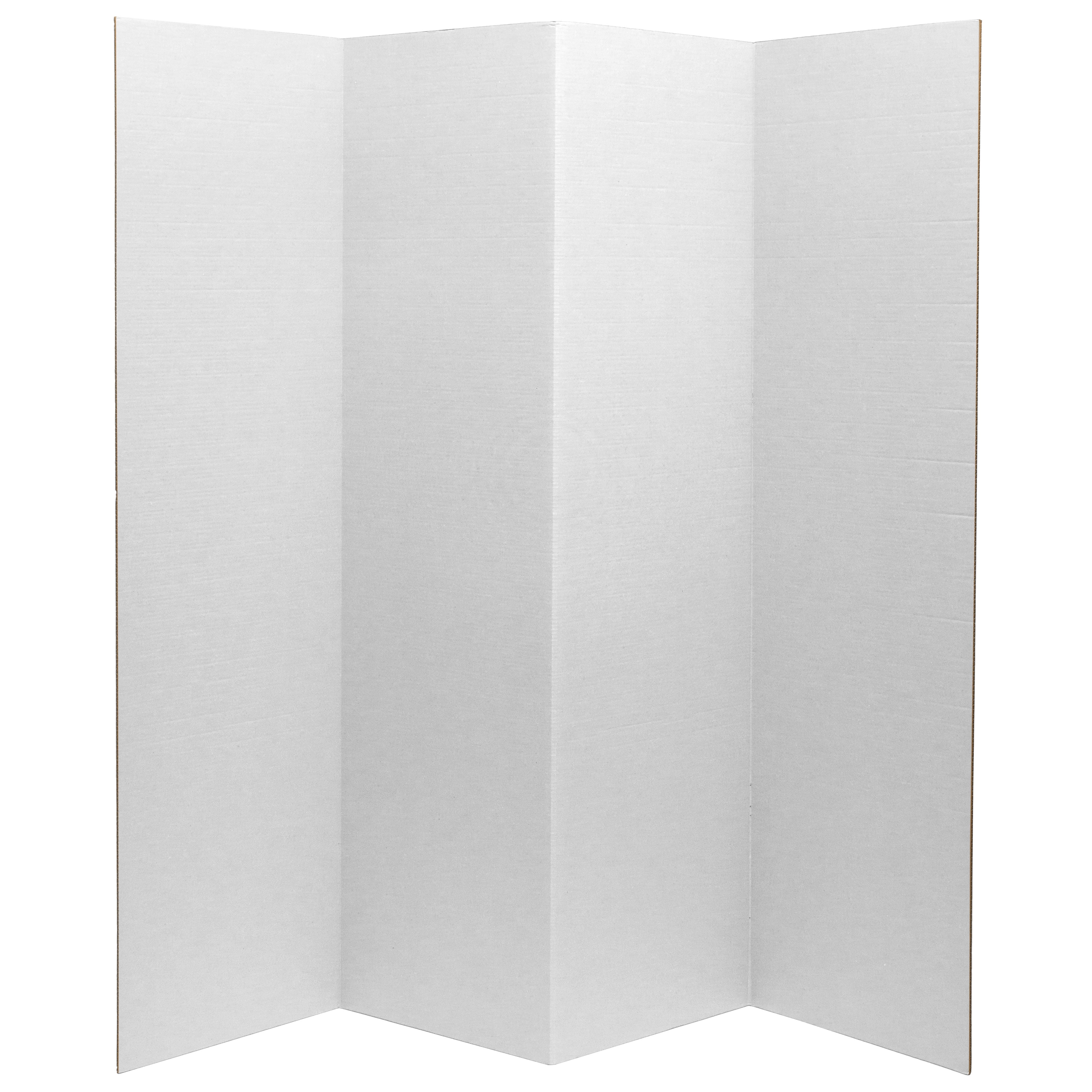6 ft. Tall White Cardboard Folding Room Divider - 4 Panel