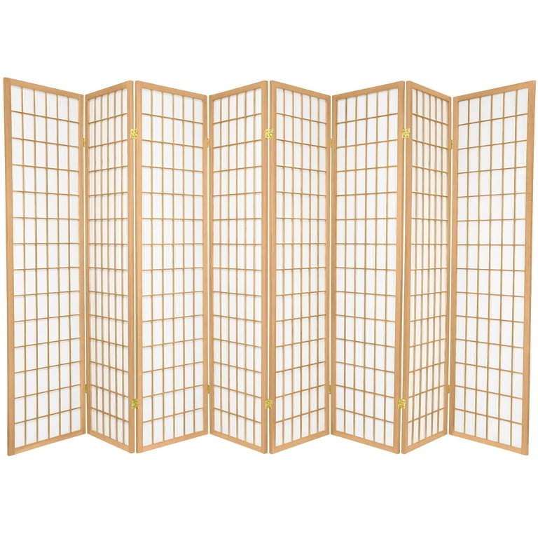 Oriental Furniture 6 Ft Tall Window Pane Shoji Screen, Natural, 8 panel, shoji  paper 