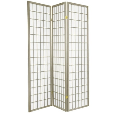 Oriental Furniture 5 ft. Tall Window Pane Shoji Screen - Walnut - 3 ...