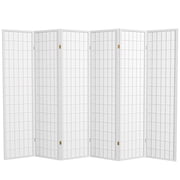 Red Lantern 6 ft. Tall Window Pane Shoji Screen - White - 6 Panels