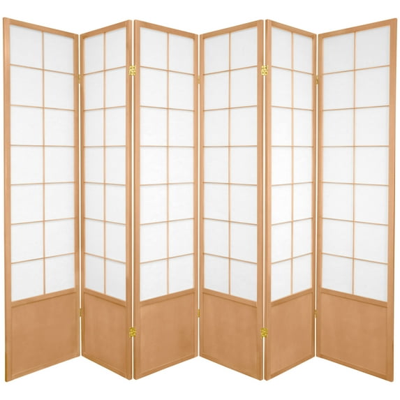 Oriental Furniture 6 Ft Tall Zen Shoji Room Divider, natural, 6 panel