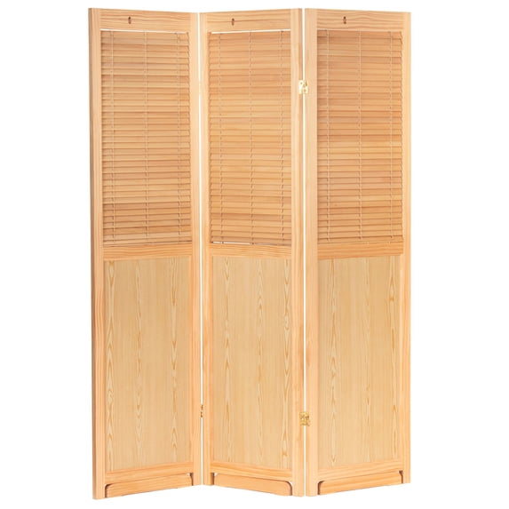 Oriental Furniture 6 ft. Tall Adjustable Shutter Room Divider Natural - 3 Panel