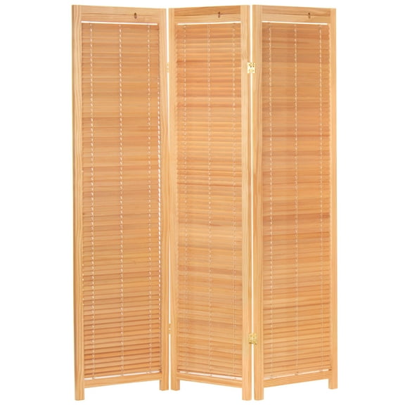 Oriental Furniture 6 ft. Tall Adjustable Shutter Room Divider Natural - 3 Panel