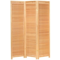 Oriental Furniture 6 ft. Tall Adjustable Shutter Room Divider Natural - 3 Panel