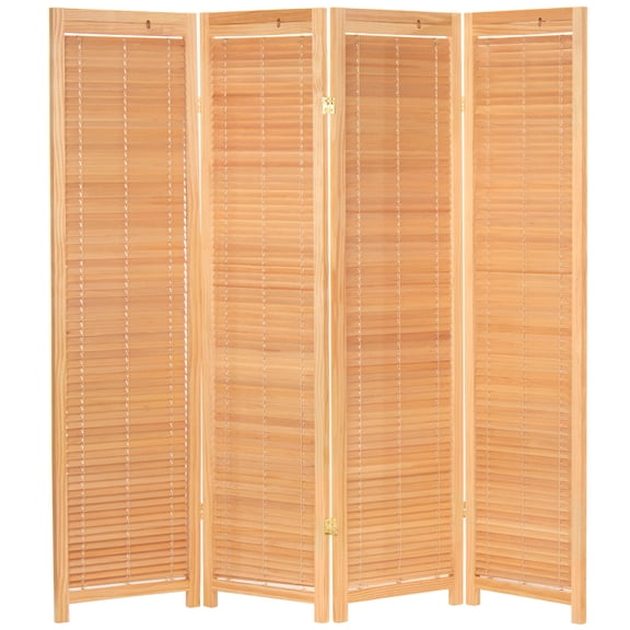 Oriental Furniture 6 ft. Tall Adjustable Shutter Room Divider Natural - 4 Panel