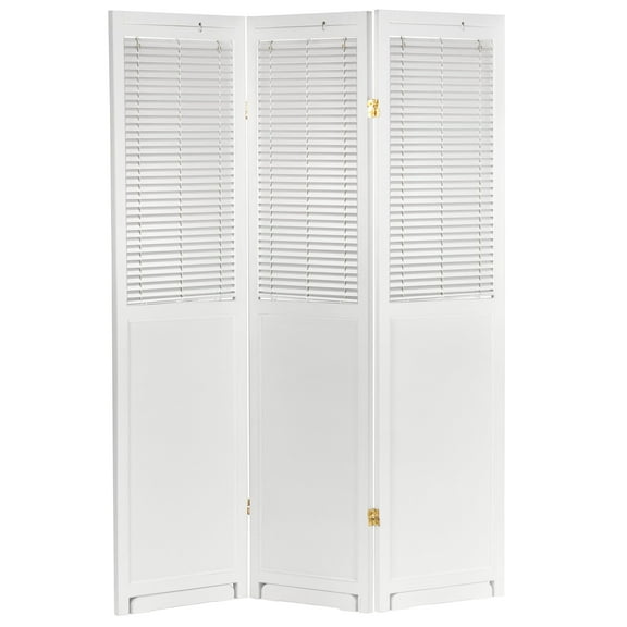 Oriental Furniture 6 ft. Tall Adjustable Shutter Room Divider White - 3 Panel