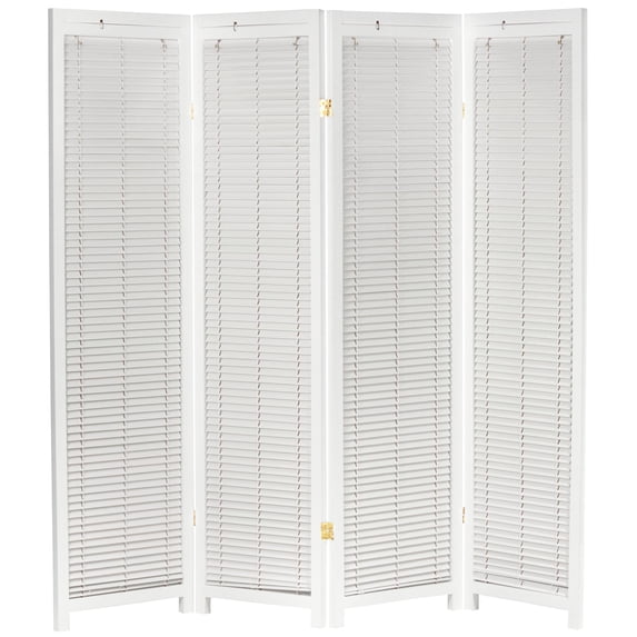 Red Lantern 6 ft. Tall White Shutter Room Divider - 4 Panel Freestanding