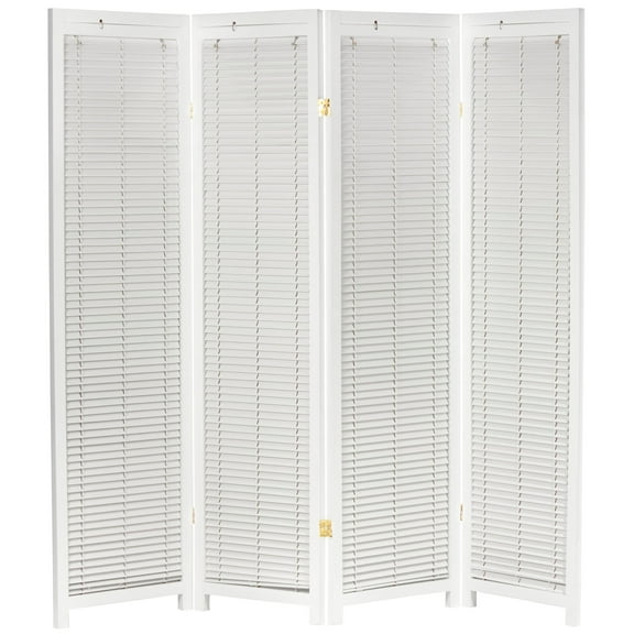 Oriental Furniture 6 ft. Tall Adjustable Shutter Room Divider White - 4 Panel