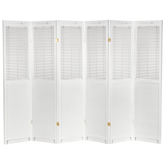 Oriental Furniture 6 ft. Tall Adjustable Shutter Room Divider White - 6 Panel