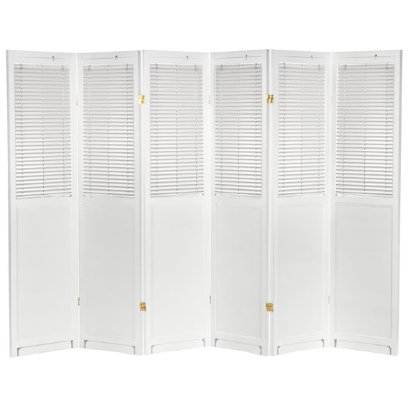 Oriental Furniture 6 ft. Tall Adjustable Shutter Room Divider White - 6 Panel