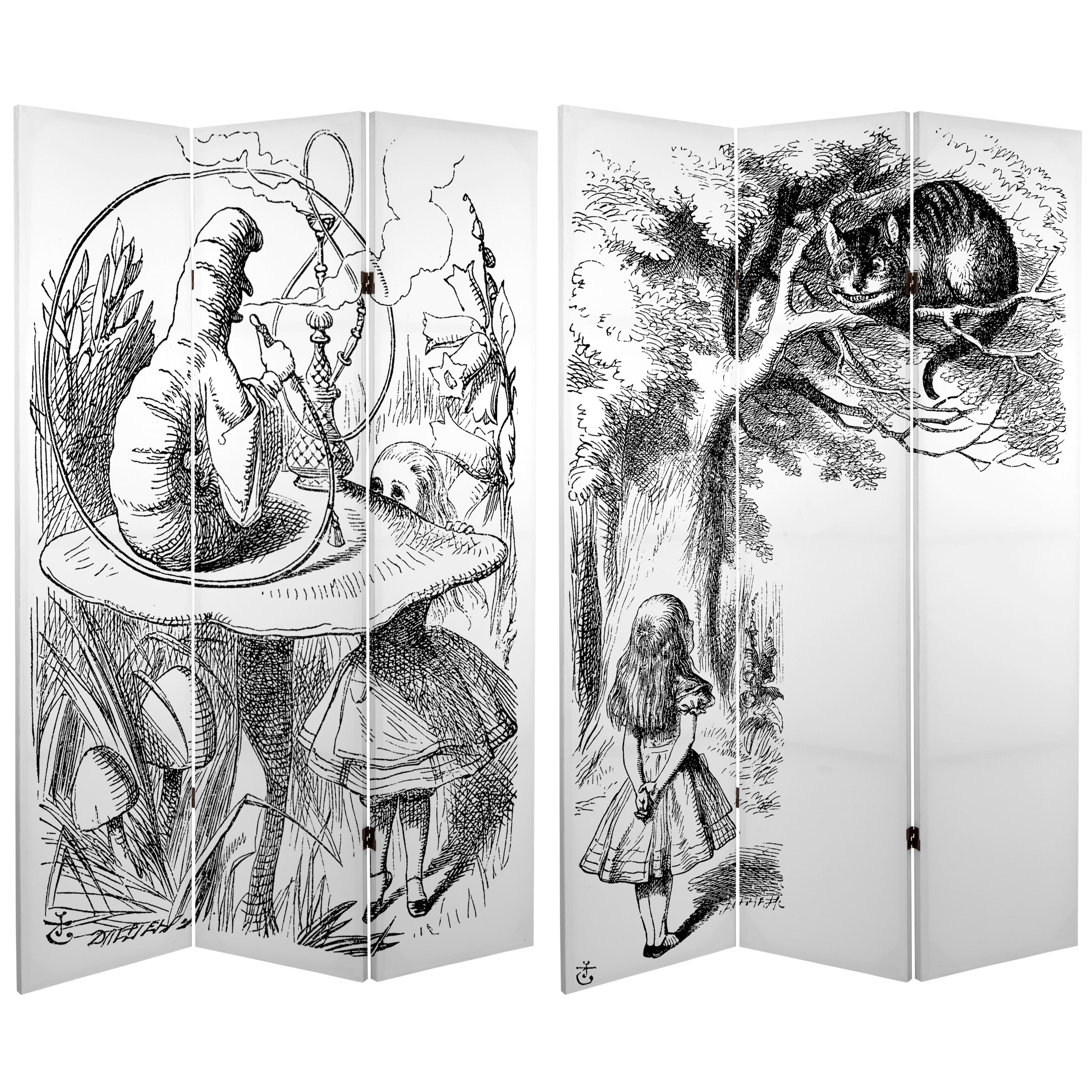 Oriental Furniture 6 ft. Tall Alice in Wonderland Canvas Screen