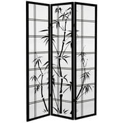 Oriental Furniture 6 ft. Tall Canvas Bamboo Tree Room Divider - Black - 3 Panel