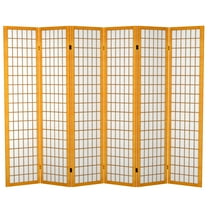 Oriental Furniture 6 ft. Tall Canvas Window Pane Room Divider - Honey - 6 Panel