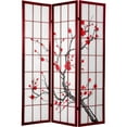 thumbnail image 1 of Oriental Furniture 6 ft. Tall Cherry Blossom Shoji Screen Rosewood - 3 Panel, 1 of 5