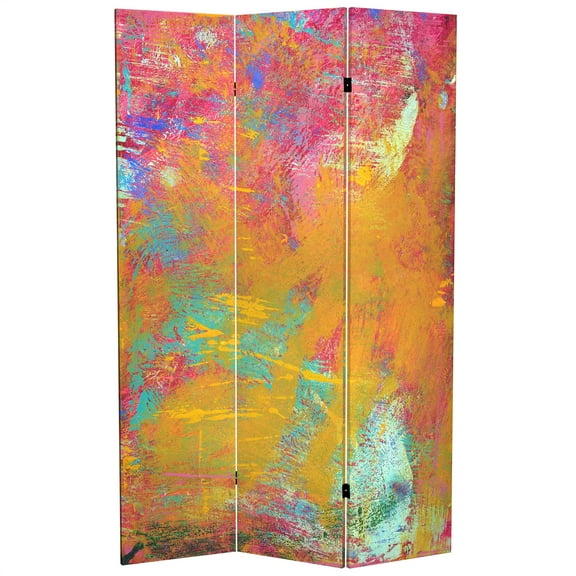 Oriental Furniture 6 ft. Tall Color Wheel Canvas Room Divider - 3 Panel