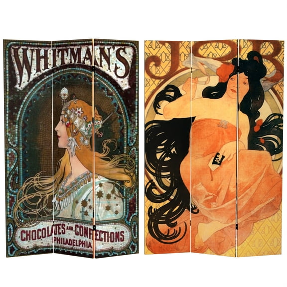 Oriental Furniture 6 ft. Tall Confections Canvas Room Divider - 3 Panel