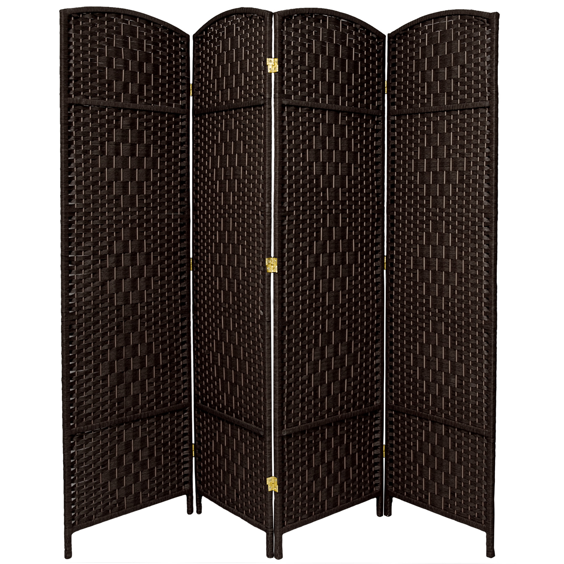 Oriental Furniture 6 ft. Tall Diamond Weave Room Divider - Black - 4 Panel - image 1 of 2