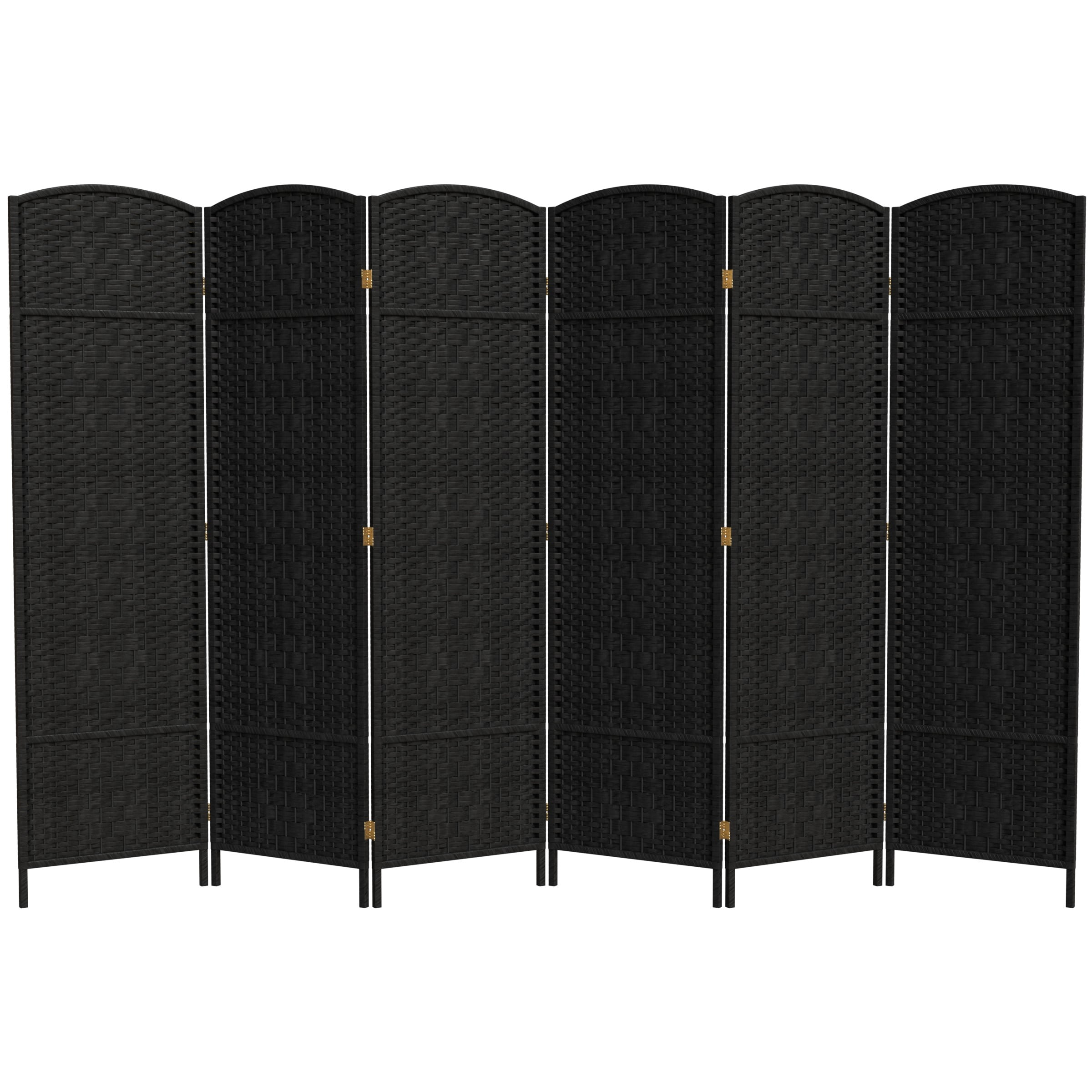 Red Lantern 6 ft. Tall Diamond Weave Fiber Room Divider - Black - 6 Panel
