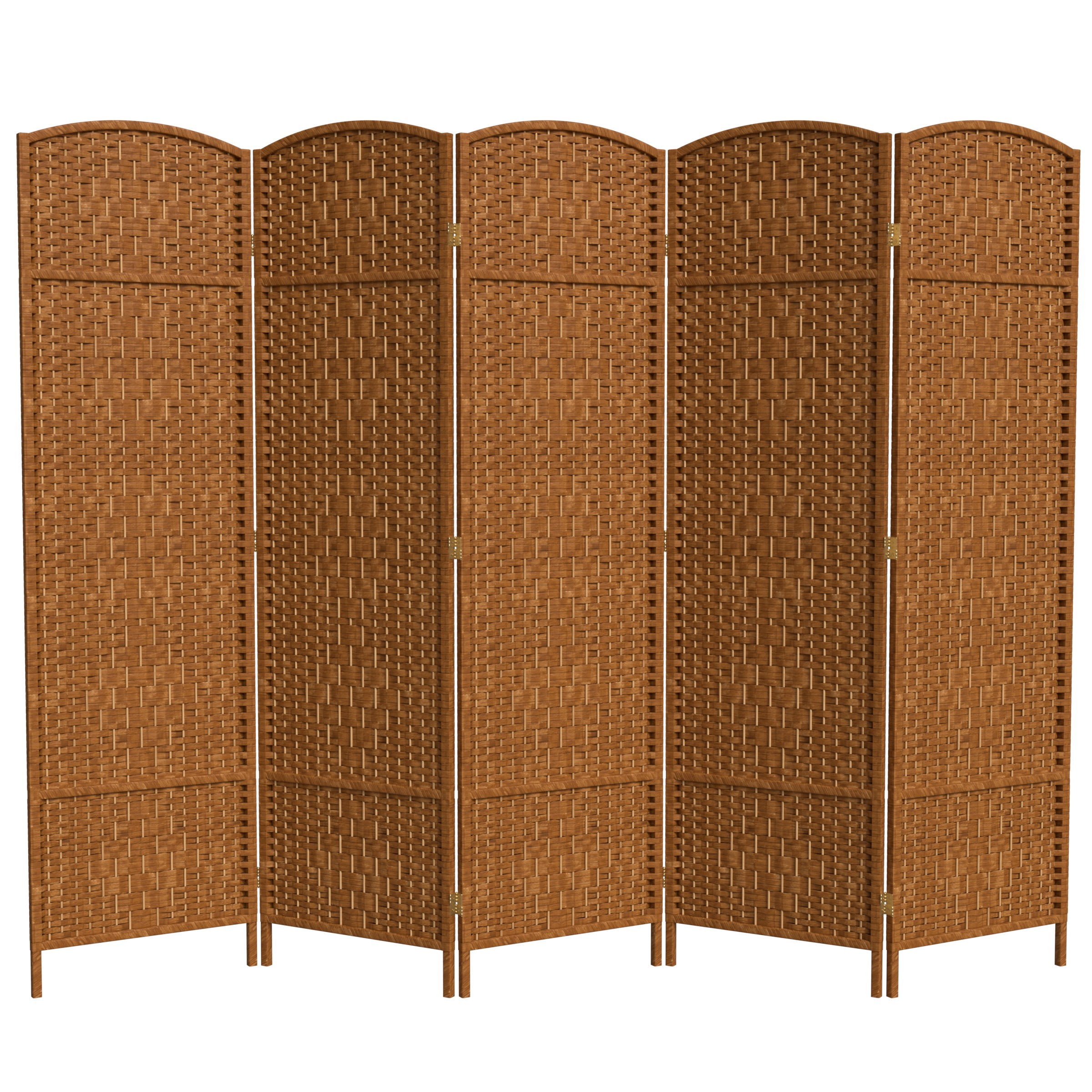Red Lantern 6 ft. Tall Diamond Weave Fiber Room Divider - Dark Beige - 5 Panel