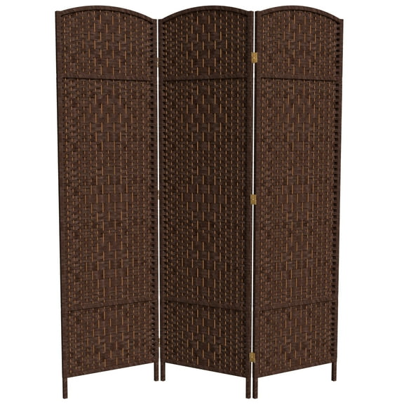 Red Lantern 6 ft. Tall Diamond Weave Fiber Room Divider - Dark Mocha - 3 Panel
