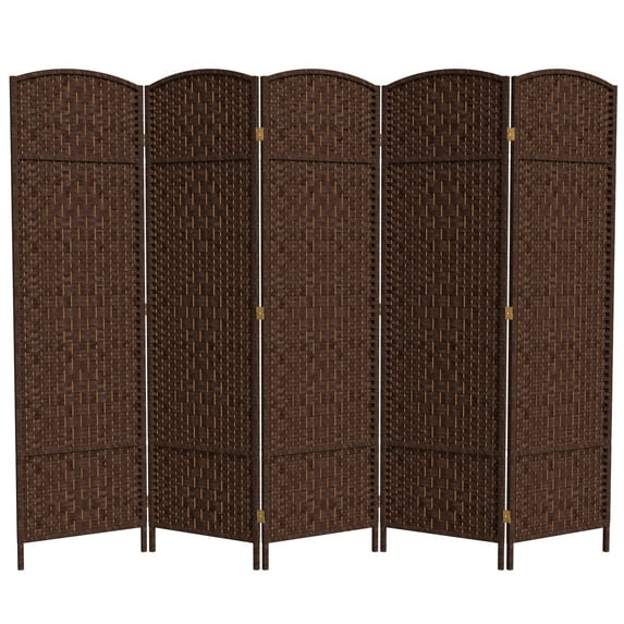 Red Lantern 6 ft. Tall Diamond Weave Fiber Room Divider - Dark Mocha - 5 Panel