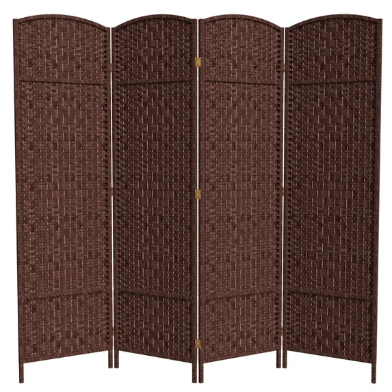 Red Lantern 6 ft. Tall Diamond Weave Fiber Room Divider - Dark Red - 4 Panel