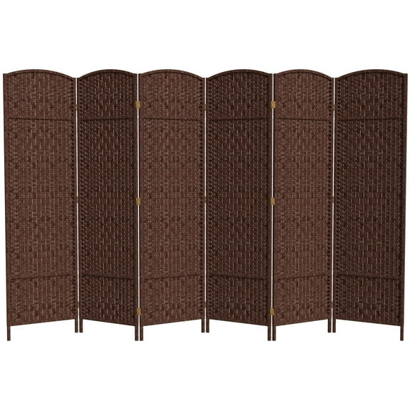 Red Lantern 6 ft. Tall Diamond Weave Fiber Room Divider - Dark Red - 6 Panel