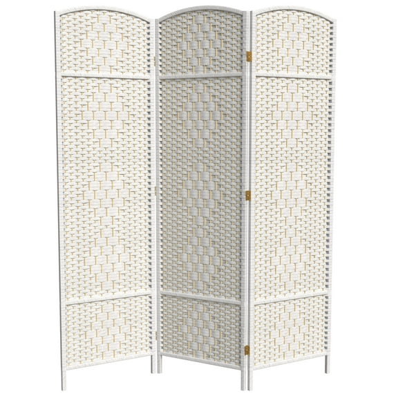 Red Lantern 6 ft. Tall Diamond Weave Fiber Room Divider - White - 3 Panel