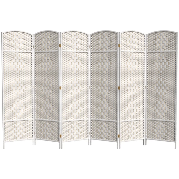 Red Lantern 6 ft. Tall Diamond Weave Fiber Room Divider - White - 6 Panel