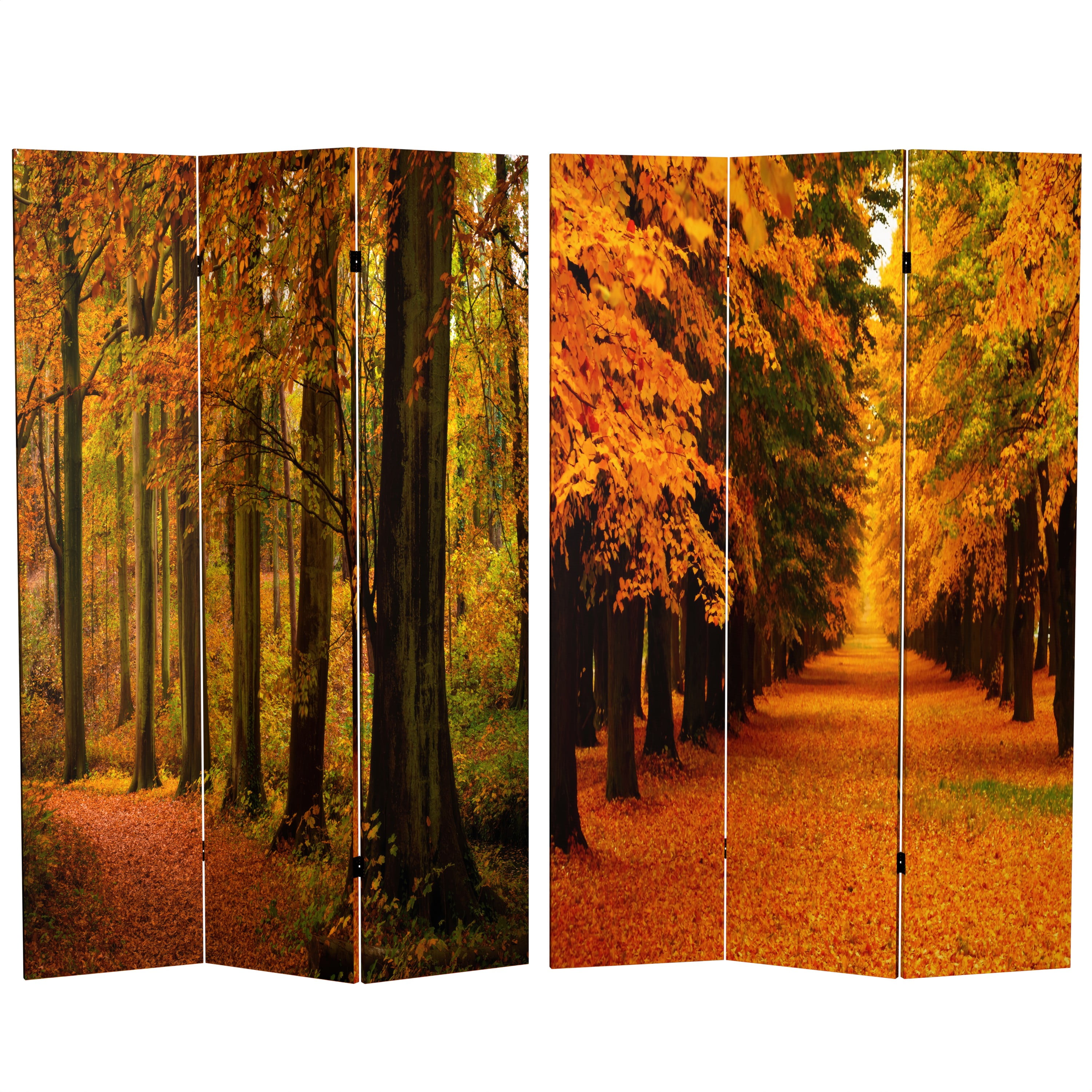 Oriental Furniture 6 ft. Tall Double Sided Autumn Trees Room Divider - 3 Panel