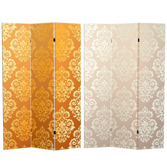 Oriental Furniture 6 ft. Tall Double Sided Baroque Wallpaper Canvas Room Divider