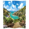 thumbnail image 1 of Oriental Furniture 6 ft. Tall Double Sided Coastal Village Canvas Room Divider, 1 of 6
