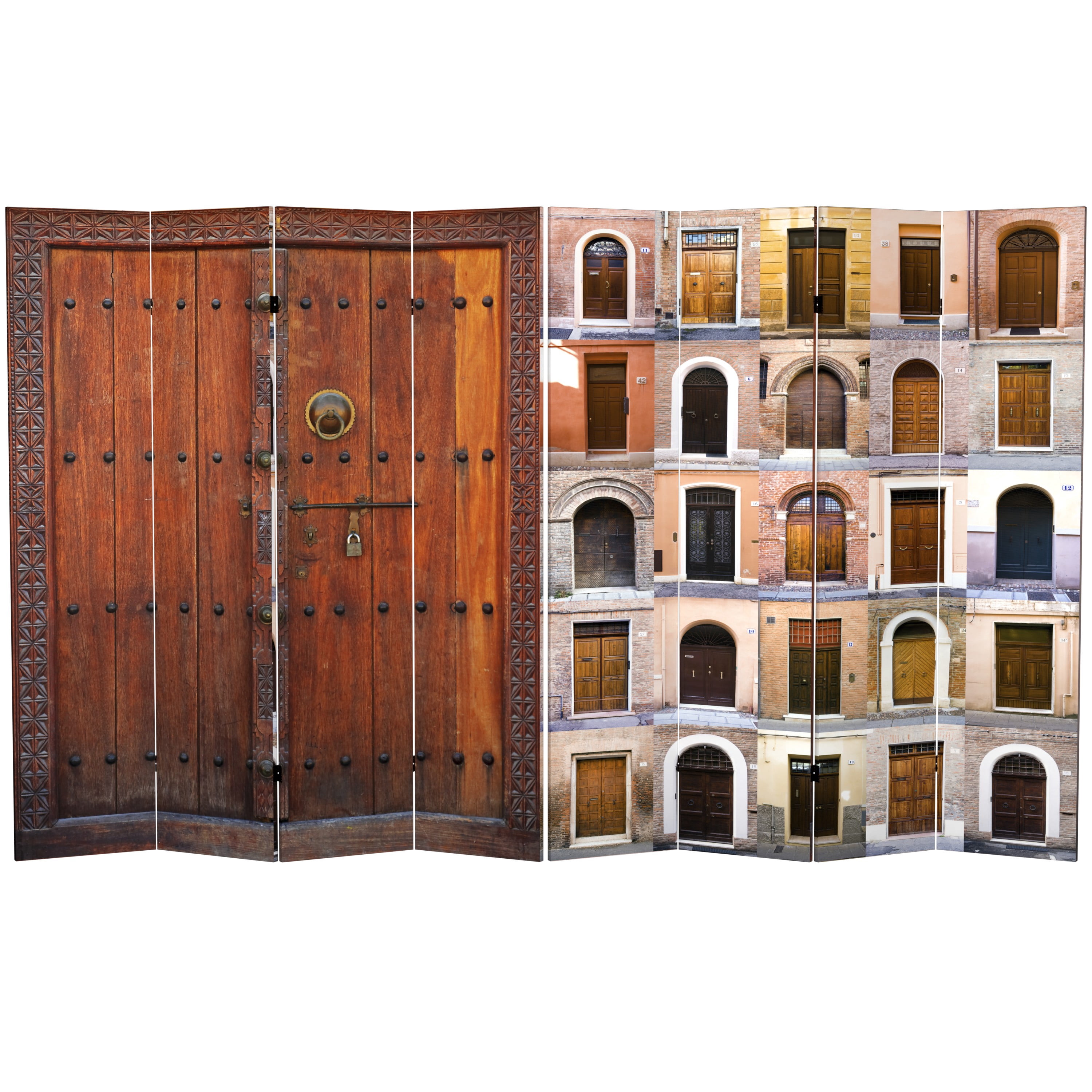 Oriental Furniture 6 ft. Tall Double Sided Doors Canvas Room Divider 4 Panel