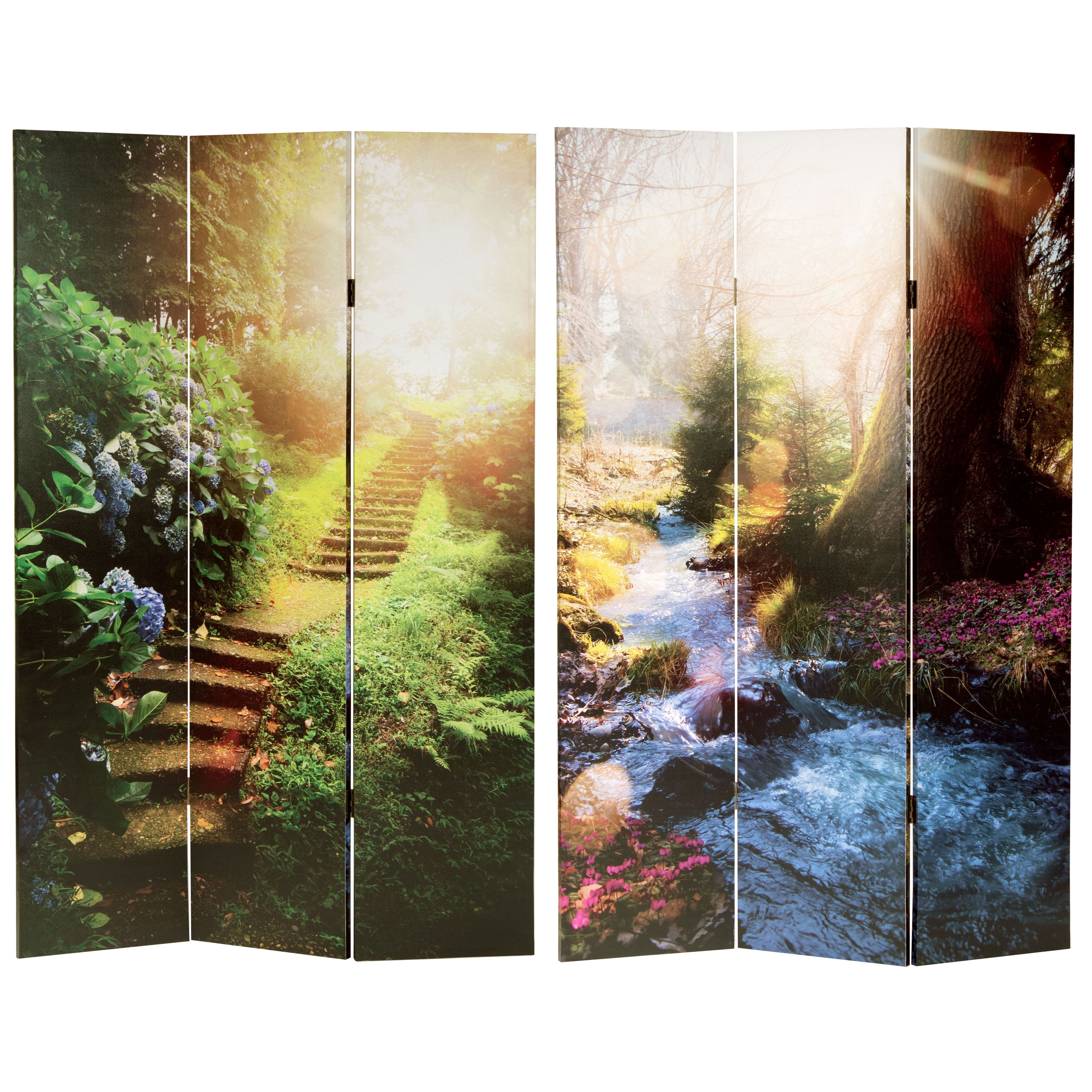 6 Ft. Tall Double Sided Stairway To Heaven Canvas Room Divider