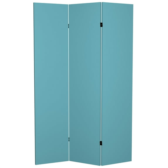 Oriental Furniture 6 ft. Tall Double Sided Teal Canvas Room Divider - 3 Panel