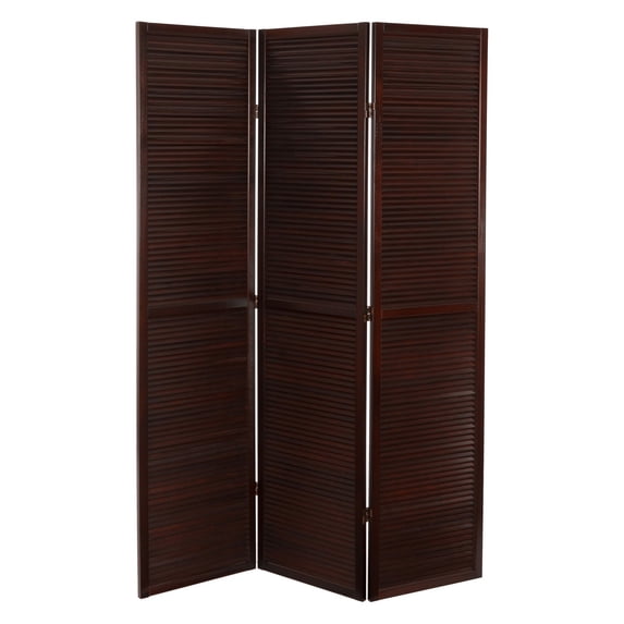 Oriental Furniture 6 ft. Tall Double Venetian Room Divider - 3 Panel - Walnut