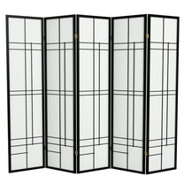 Red Lantern 6 ft. Tall Eudes Shoji Screen - Black - 5 Panels