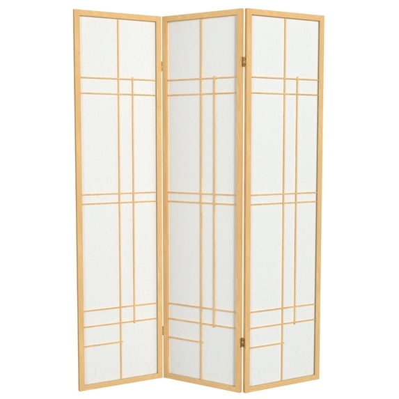 Red Lantern 6 ft. Tall Eudes Shoji Screen - Natural - 3 Panels