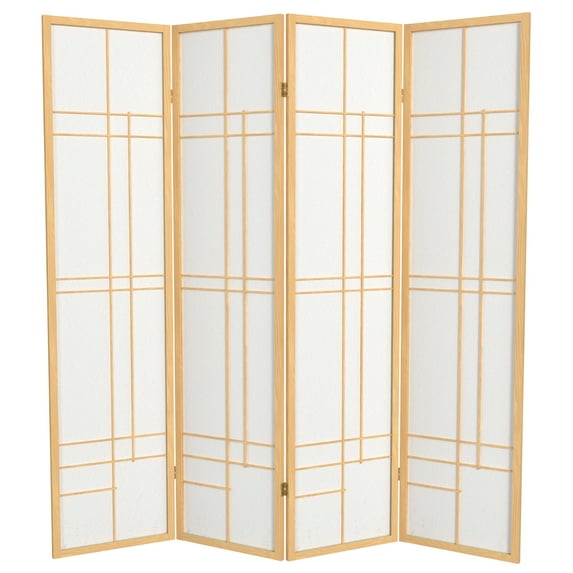 Red Lantern 6 ft. Tall Eudes Shoji Screen - Natural - 4 Panels