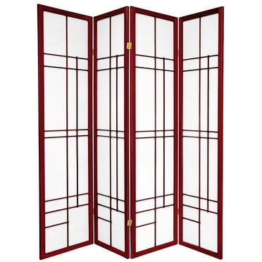 Oriental Furniture 6 ft. Tall Eudes Shoji Screen - Rosewood - 4 Panel