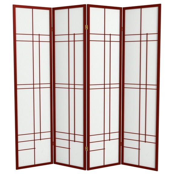 Red Lantern 6 ft. Tall Eudes Shoji Screen - Rosewood - 4 Panels