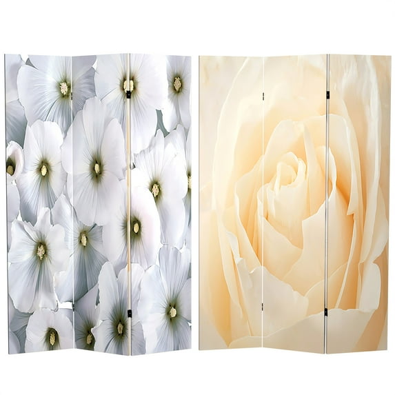 Oriental Furniture 6 ft. Tall Floral Double Sided Room Divider - 3 Panel