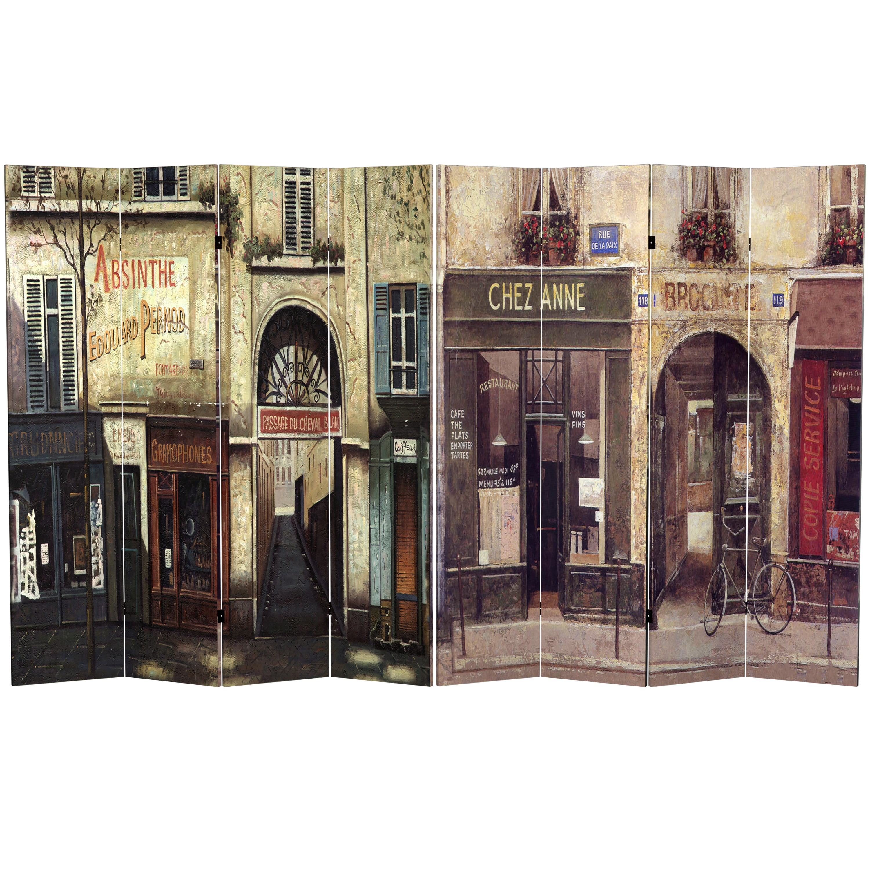 Oriental Furniture 6 ft. Tall French Cafe Canvas Room Divider - 3 Panel