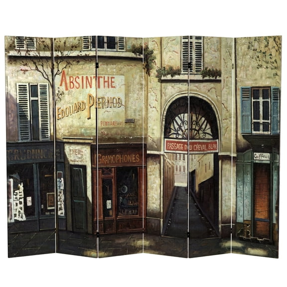 Oriental Furniture 6 ft. Tall French Cafe Canvas Room Divider - 6 Panel