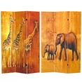 thumbnail image 1 of Oriental Furniture 6 ft. Tall Giraffe & Elephant Room Divider - 3 Panel, 1 of 7
