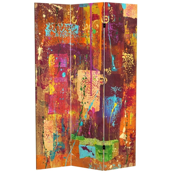 Red Lantern 6 ft. Tall India Double Sided Canvas Room Divider